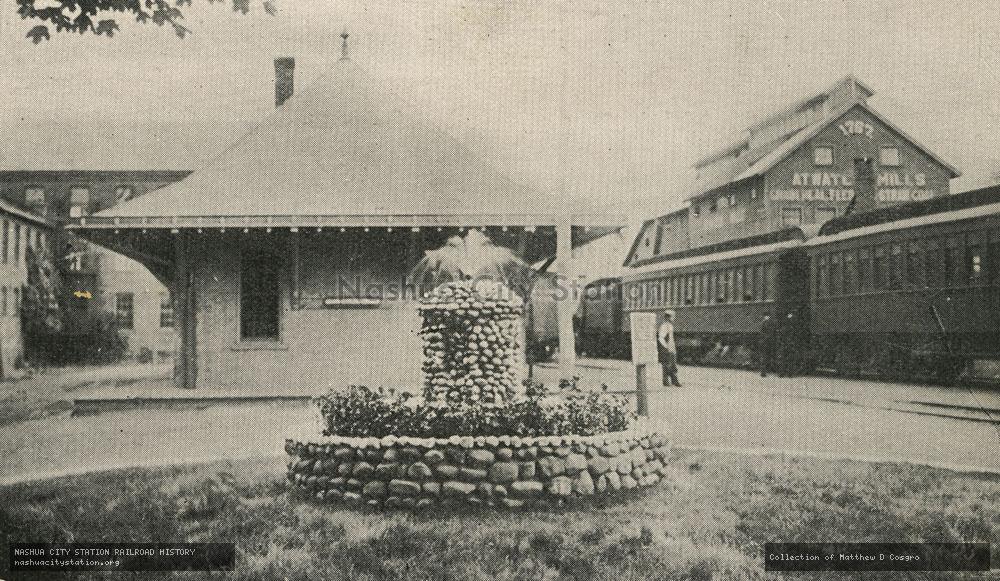 Postcard: Railroad Station and Fountain, Plantsville, Connecticut